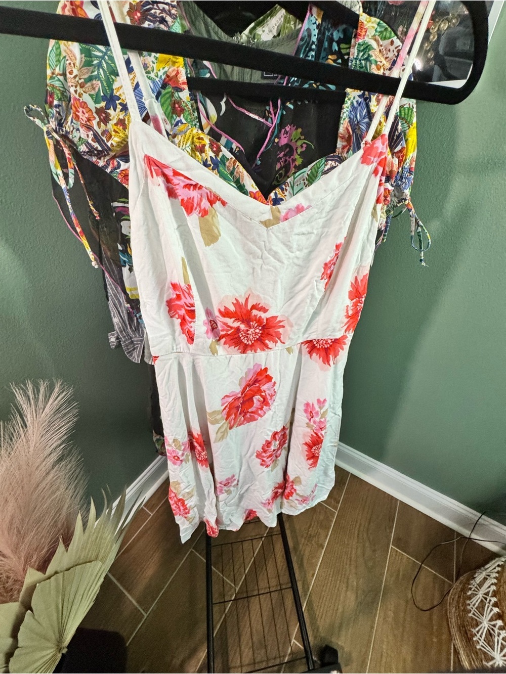 Floral Fit & Flare Mini Dress Medium Beach Vacation Cottagecore - Picture 3 of 3